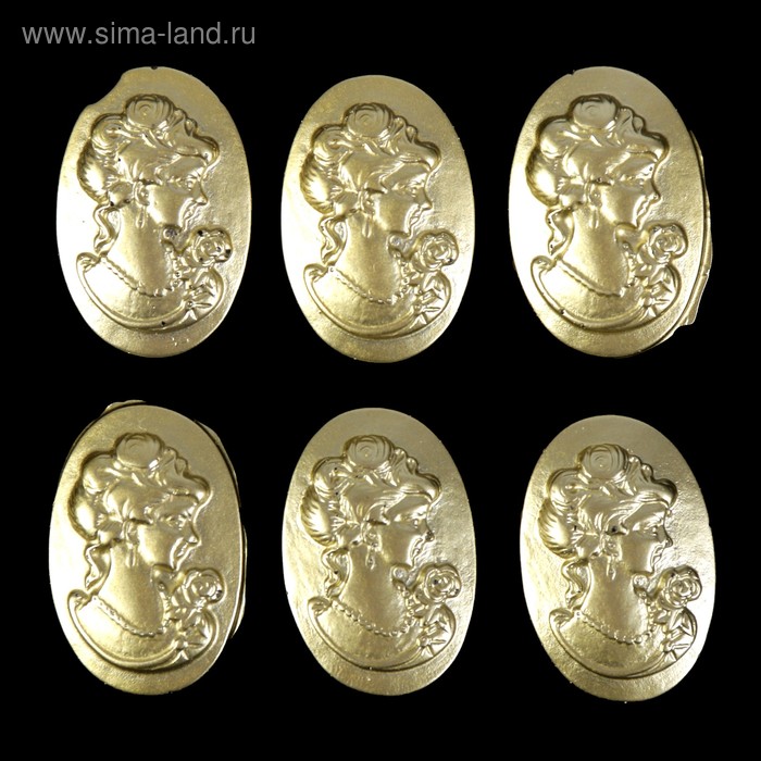 Набор камей пластик "Графиня" золото набор 6 шт 3х1,8 см - Фото 1