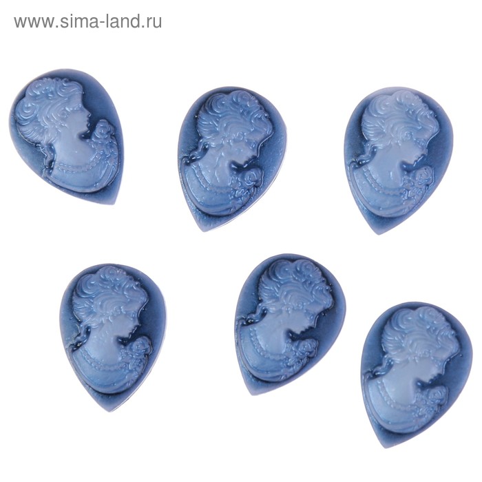 Набор камей пластик "Греческая нимфа" синяя патина набор 10 шт 2,7х1,8 см - Фото 1