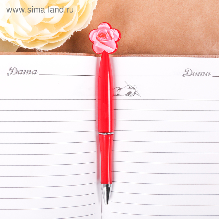 Ручка шариковая, синяя паста, 1.0 мм, пластиковая с цветком «С праздником 8 Марта» - Фото 1