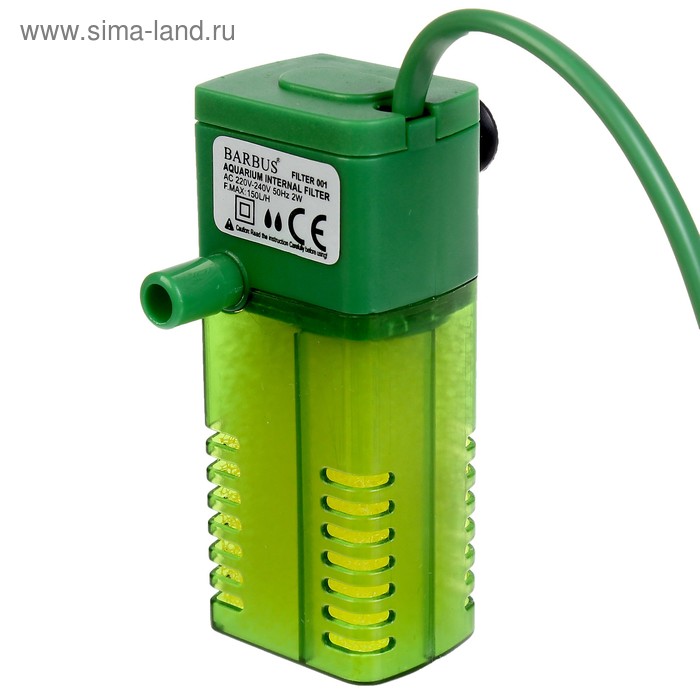 Фильтр BARBUS FILTER 001 внутренний с аэратором и флейтой, 150л/ч, 2Ватт - Фото 1
