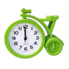 Будильник "Велосипед", дискретный ход, d-7 см, 11 х 13 см, зеленый - фото 2857630