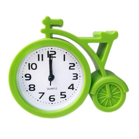 Будильник "Велосипед", дискретный ход, d-7 см, 11 х 13 см, зеленый