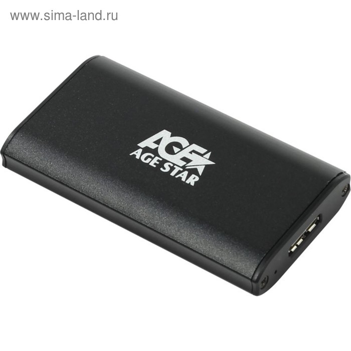 Внешний корпус для HDD/SSD AgeStar 3UBMS1 mSATA USB 3.0 пластик/алюминий черный - Фото 1