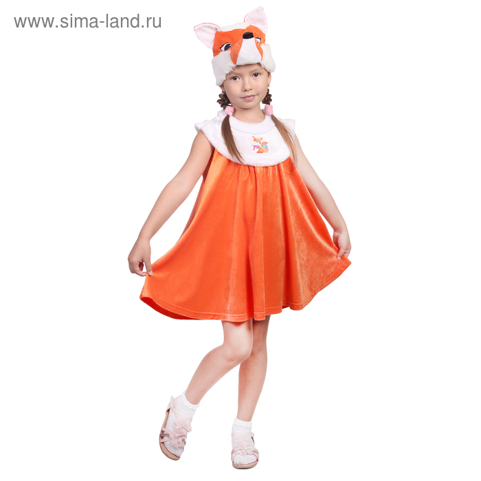 Костюм "Лисонька" шапка, сарафан, размер 30 рост 110-116 - Фото 1