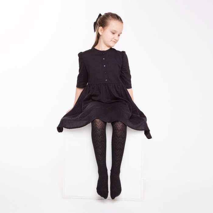 Колготки детские ажурные ЭРА "Елочка" цвет чёрный, 8-10 лет - Фото 1