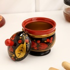 Солонка с крышкой «Ягодка», большая, 10×8 см, хохлома, дерево - Фото 2