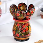 Набор посуды: «Хозяюшка», 6 ложек и ваза, 13×9 см, хохлома дерево - Фото 2