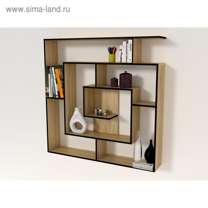 Полка Лабиринт 1242х220х1240 Дуб сонома/черный - Фото 1