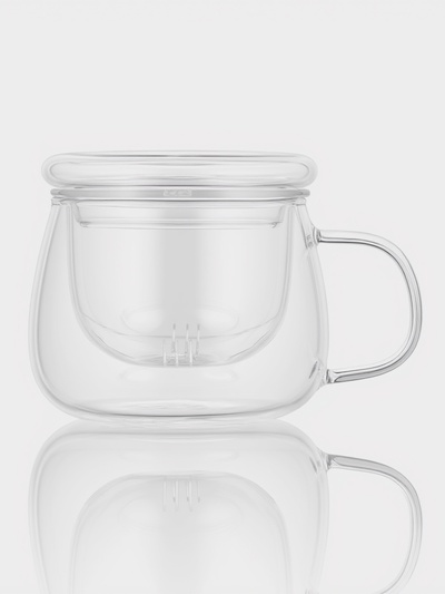 Кружка для заваривания «Лоран», 300 мл, 13×9×8.5 см, со стеклянным ситом, прозрачная