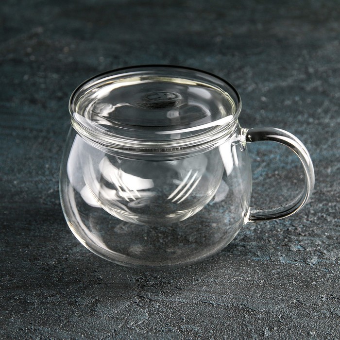 Кружка для заваривания «Лоран», 300 мл, 13×9×8.5 см, со стеклянным ситом, прозрачная - Фото 1