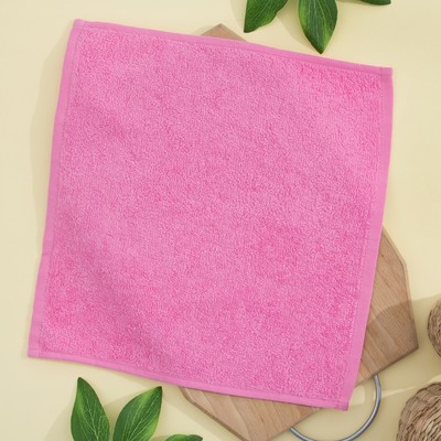 Салфетка махровая 30х30 см, цвет ярко-розовый, пл. 380 гр/м2, 100% хлопок