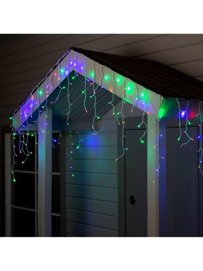 Гирлянда «Бахрома» 4×0.6 м, IP44, белая нить, 180 LED, свечение мульти, 8 режимов, 220 В