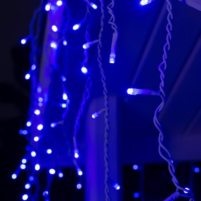 Гирлянда «Бахрома» 4 × 0.6 м, IP44, белая нить, 180 LED, свечение синее, 8 режимов, 220 В - фото 1884805654