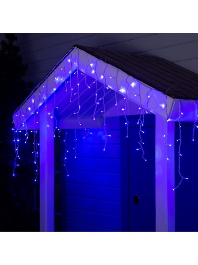 Гирлянда «Бахрома» 4×0.6 м, IP44, белая нить, 180 LED, свечение синее, 8 режимов, 220 В