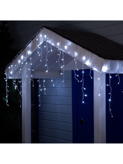 Гирлянда «Бахрома» 4×0.6 м, IP44, белая нить, 180 LED, свечение белое, 8 режимов, 220 В