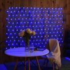 Гирлянда «Сеть» 2 × 1.5 м, IP44, УМС, прозрачная нить, 192 LED, свечение синее, 220 В - Фото 1