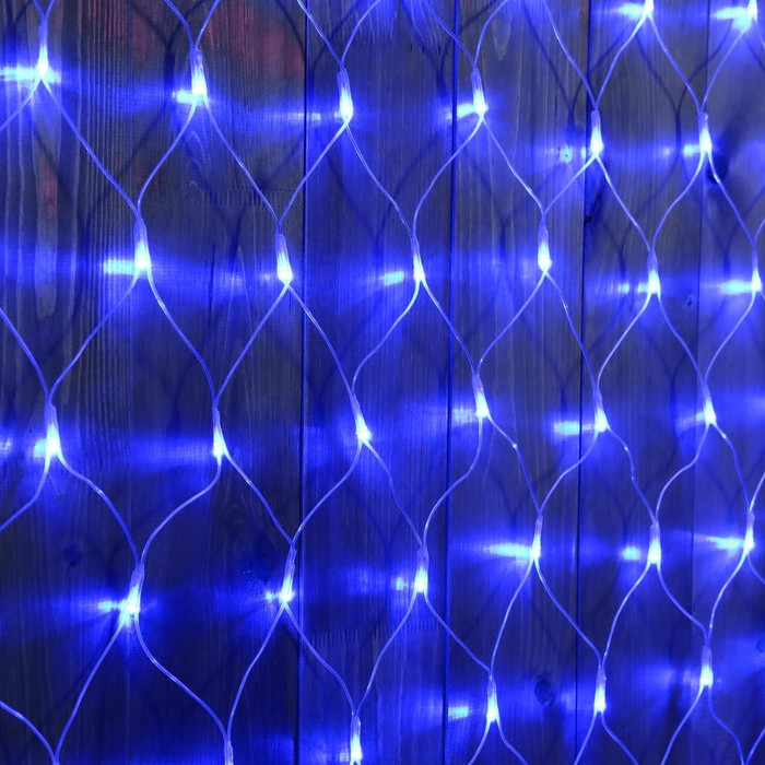 Гирлянда «Сеть» 2 × 1.5 м, IP44, УМС, прозрачная нить, 192 LED, свечение синее, 220 В - фото 1896607158