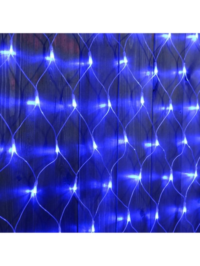 Гирлянда «Сеть» 2×1.5 м, IP44, УМС, прозрачная нить, 192 LED, свечение синее, 220 В
