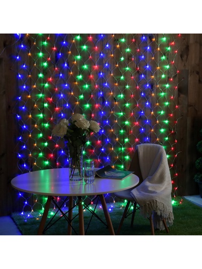 Гирлянда «Сеть» 2×3 м, IP44, УМС, прозрачная нить, 384 LED, свечение мульти, 220 В