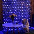 Гирлянда «Сеть» 2 × 3 м, IP44, УМС, прозрачная нить, 384 LED, свечение синее, 220 В - фото 10278788