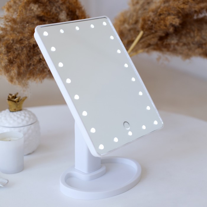 Зеркало Luazon KZ-06, подсветка, 26.5×16×12 см, 22 диода, сенсорная кнопка, белое