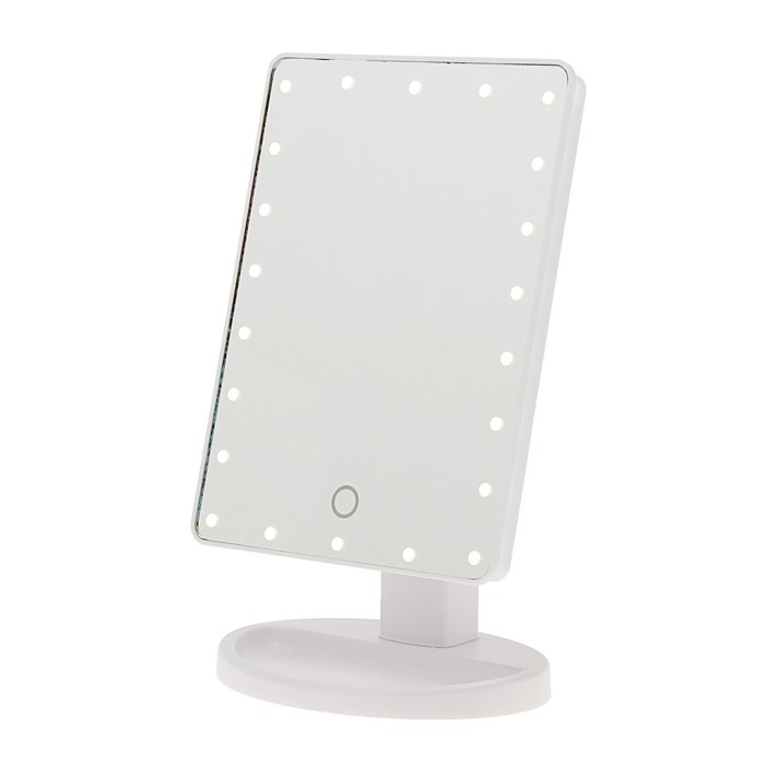 Зеркало Luazon KZ-06, подсветка, 26.5 х 16 х 12 см, 22 диода, сенсорная кнопка, белое - фото 1896607210