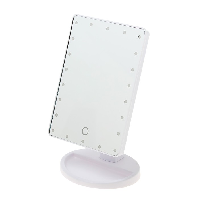 Зеркало Luazon KZ-06, подсветка, 26.5 х 16 х 12 см, 22 диода, сенсорная кнопка, белое - фото 1896607211