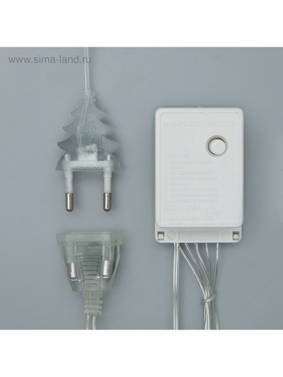 Гирлянда «Занавес» 2×1.5 м с насадками «Шарики», IP20, прозрачная нить, 360 LED, свечение белое, 8 режимов, 220 В