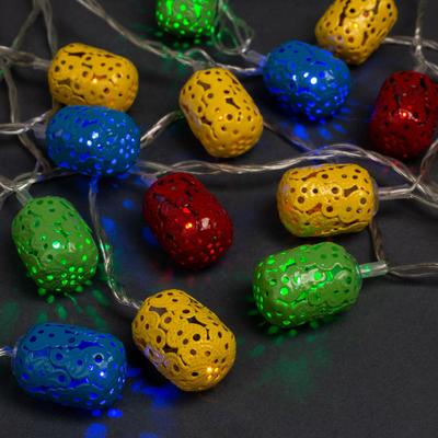 Гирлянда "Нить" 4 м с насадками "Фонарик", IP20, прозрачная нить, 20 LED, свечение мульти, 8 режимов, 220 В