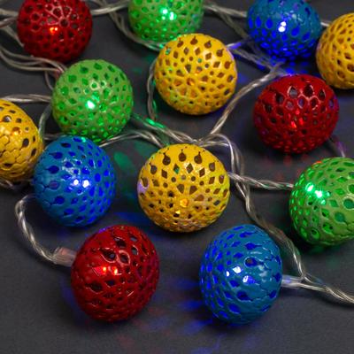 Гирлянда "Нить" 4 м с насадками "Фонарик", IP20, прозрачная нить, 20 LED, свечение мульти, 8 режимов, 220 В