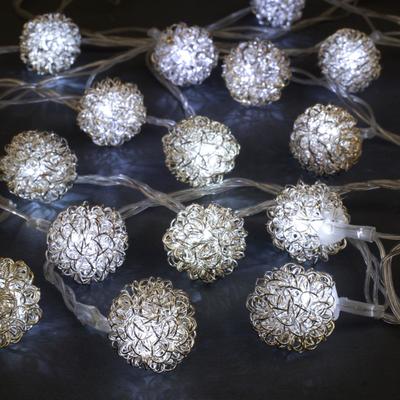 Гирлянда "Нить" 4 м с насадками "Шарик проволока", IP20, прозрачная нить, 20 LED, свечение белое, 8 режимов, 220 В