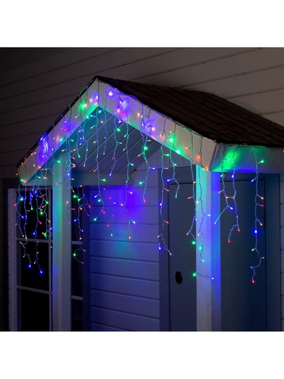 Гирлянда «Бахрома» 3×0.9 м, IP44, УМС, прозрачная нить, 232 LED, свечение мульти, 220 В