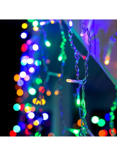 Гирлянда «Бахрома» 3×0.9 м, IP44, УМС, прозрачная нить, 232 LED, свечение мульти, 220 В