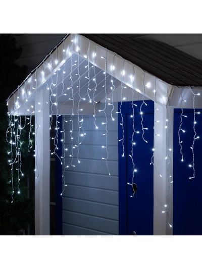 Гирлянда «Бахрома» 3×0.9 м, IP44, УМС, белая нить, 232 LED, свечение белое, 220 В
