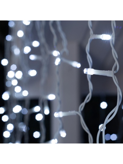 Гирлянда «Бахрома» 3×0.9 м, IP44, УМС, белая нить, 232 LED, свечение белое, 220 В