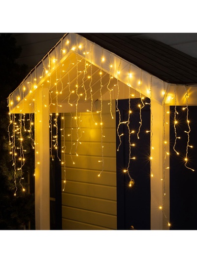 Гирлянда «Бахрома» 3×0.9 м, IP44, УМС, белая нить, 232 LED, свечение тёплое белое, 220 В