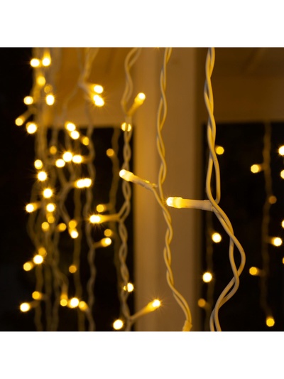 Гирлянда «Бахрома» 3×0.9 м, IP44, УМС, белая нить, 232 LED, свечение тёплое белое, 220 В