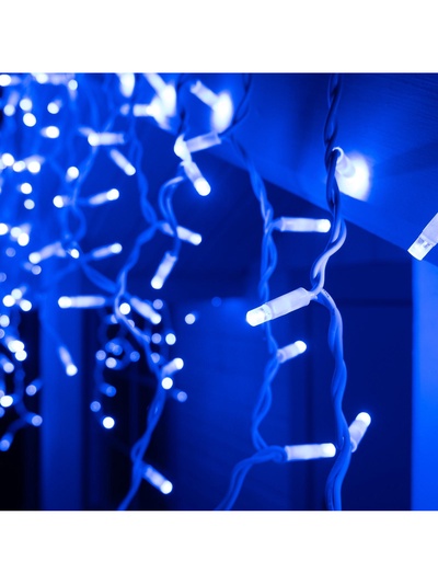 Гирлянда «Бахрома» 3×0.6 м, IP65, УМС, белая нить каучук, 108 LED, свечение синее, 220 В