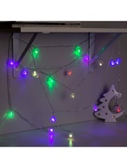 Гирлянда «Нить» 5 м с насадками «Футбольный мяч», IP20, прозрачная нить, 20 LED, свечение мульти (RG/RB), мигание, 220 В - фото 7341368