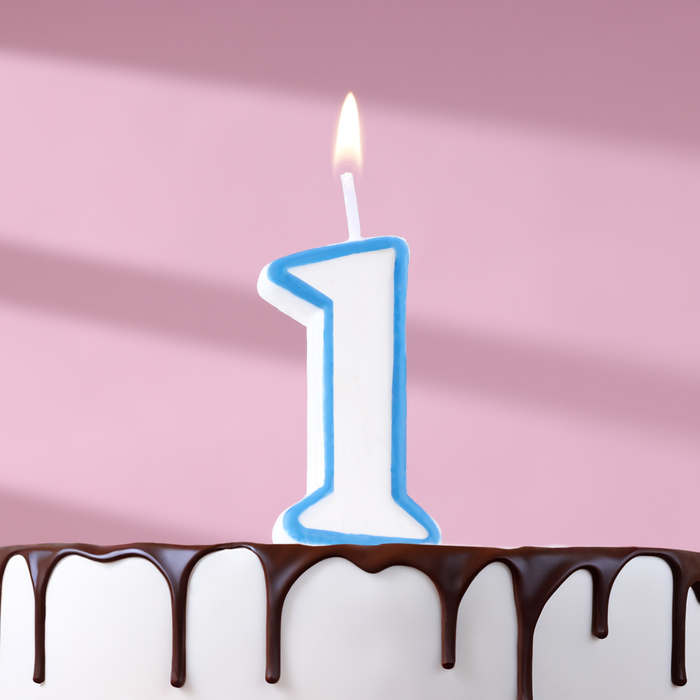 Свеча для торта цифра "1", ободок цветной, 7 см, МИКС - фото 8351995