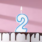 Свеча для торта цифра "2" ободок цветной, МИКС - фото 110113466
