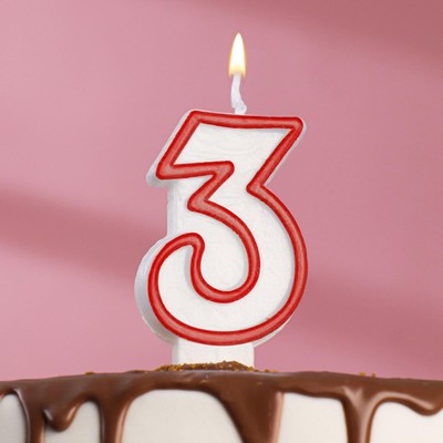 Свеча для торта «Цифра 3», 7 см, МИКС