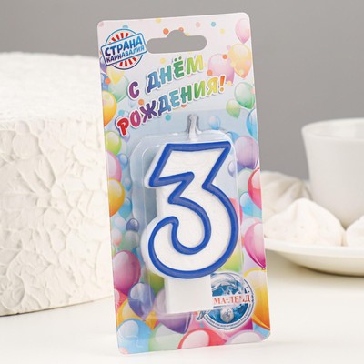 Свеча для торта «Цифра 3», 7 см, МИКС