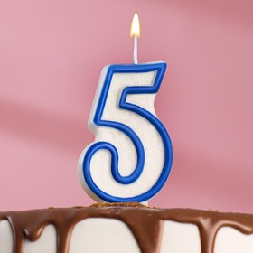 Свеча для торта цифра '5', ободок цветной, 7 см, МИКС Ош