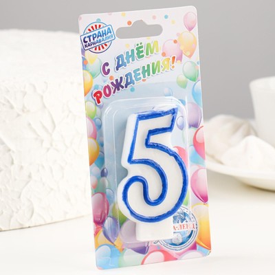Свеча для торта «Цифра 5», 7 см, МИКС