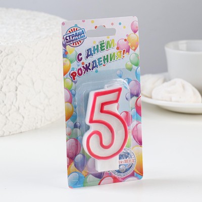 Свеча для торта «Цифра 5», 7 см, МИКС