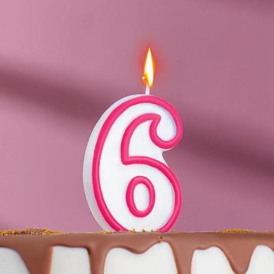 Свеча для торта «Цифра 6», 7 см, МИКС