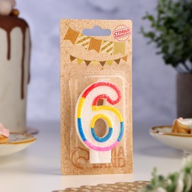 Свеча для торта «Цифра 6», 7 см (комплект 5 шт)