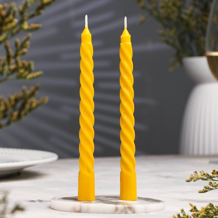 Набор свечей ароматических витых, 1.5×15 см, 2 шт., лимон - Фото 1