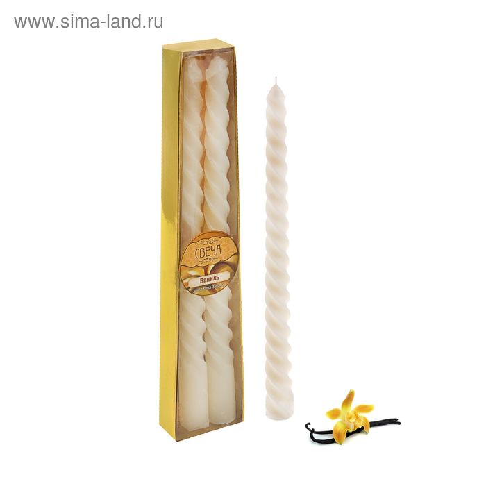 Свечи восковый витый (набор 2 шт), аромат ваниль - Фото 1